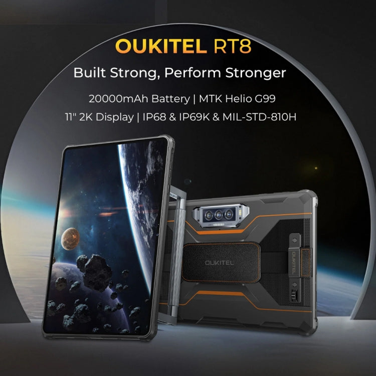 OUKITEL RT8 4G Network IP68/IP69K Rugged Tablet, 11 inch Android 13 MediaTek Helio G99 Quad Core Support Dual SIM, EU Plug, RT8 6GB+256GB – Bluetooth