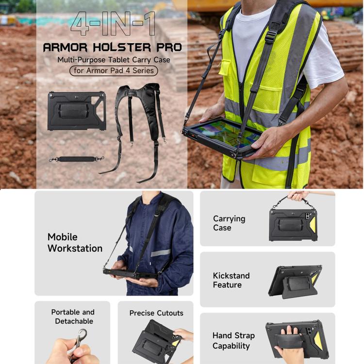 Ulefone 4 in 1 Multi-purpose Tablet Carry Case – Kickstand, For Ulefone Armor Pad 4 Series, For Ulefone Armor Pad 3 Pro, For Ulefone Armor Pad 2
