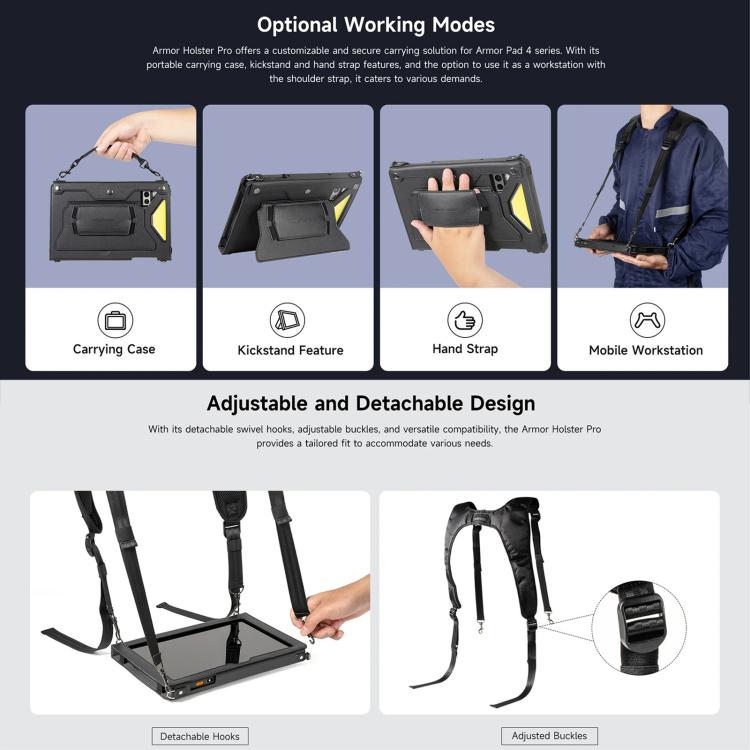 Ulefone 4 in 1 Multi-purpose Tablet Carry Case – Kickstand, For Ulefone Armor Pad 4 Series, For Ulefone Armor Pad 3 Pro, For Ulefone Armor Pad 2