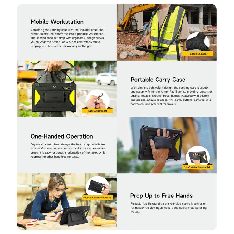 Ulefone 4 in 1 Multi-purpose Tablet Carry Case – Kickstand, For Ulefone Armor Pad 4 Series, For Ulefone Armor Pad 3 Pro, For Ulefone Armor Pad 2