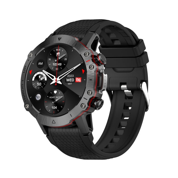 ELF3 1.39 inch TFT Round Screen Outdoor Silicone Strap Smart Watch Supports Blood Oxygen Monitoring Black