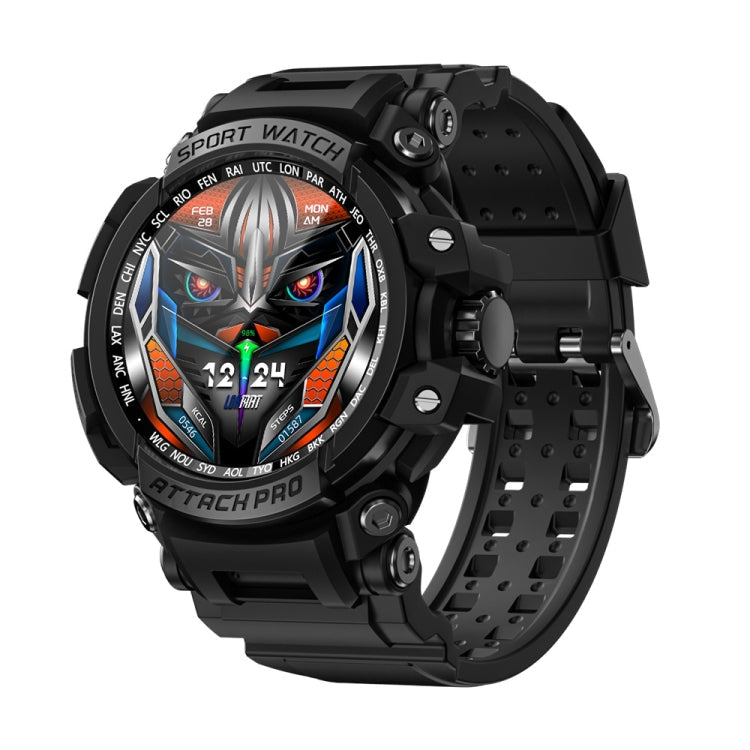 ATTACK Watch – 1.32" Screen, Blood Pressure Monitoring, Heart Rate Monitoring Black