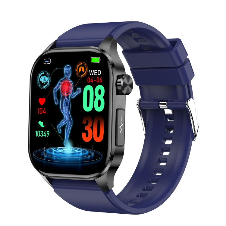ET580 2.04 inch AMOLED Screen Sports Smart Watch Support Bluetooth Call / ECG Function Blue Silicone Band
