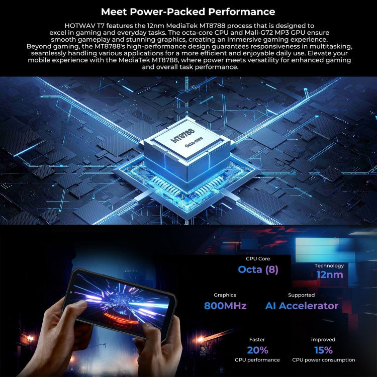 HOTWAV T7 Rugged Phone, 6280mAh, 6.52 inch Android 13 MT8788 Octa Core, Network: 4G, OTG, 4GB+128GB – Magnetic, Bluetooth, Aluminum Alloy