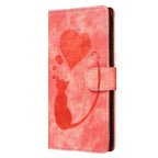 Pen Heart Cat Embossed Leather Phone Case, For iPhone 14 Plus, For iPhone 14, For iPhone 14 Pro, For iPhone 14 Pro Max