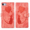 Pen Heart Cat Embossed Leather Phone Case, For iPhone 7 / 8 / SE 2022, For iPhone 13 Pro Max, For iPhone 13 Pro, For iPhone 13 For iPhone 7 8 SE 2022 Orange