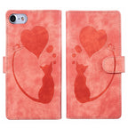 Pen Heart Cat Embossed Leather Phone Case, For iPhone 7 / 8 / SE 2022, For iPhone 13 Pro Max, For iPhone 13 Pro, For iPhone 13 For iPhone 7 8 SE 2022 Orange