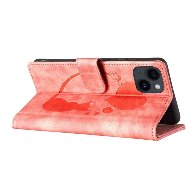 Pen Heart Cat Embossed Leather Phone Case – Wear-resistant, Card Slot, Leather, For iPhone 13 mini, For iPhone 12, For iPhone 12 Pro Max, For iPhone 12 Pro
