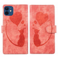 Pen Heart Cat Embossed Leather Phone Case, For iPhone 12 mini, For iPhone 11 Pro Max, For iPhone 11, For iPhone 11 Pro For iPhone 12 mini Orange