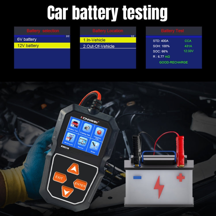 KONNWEI KW218 2.4 inch Color Screen Car Battery Tester, KW218 – TPU