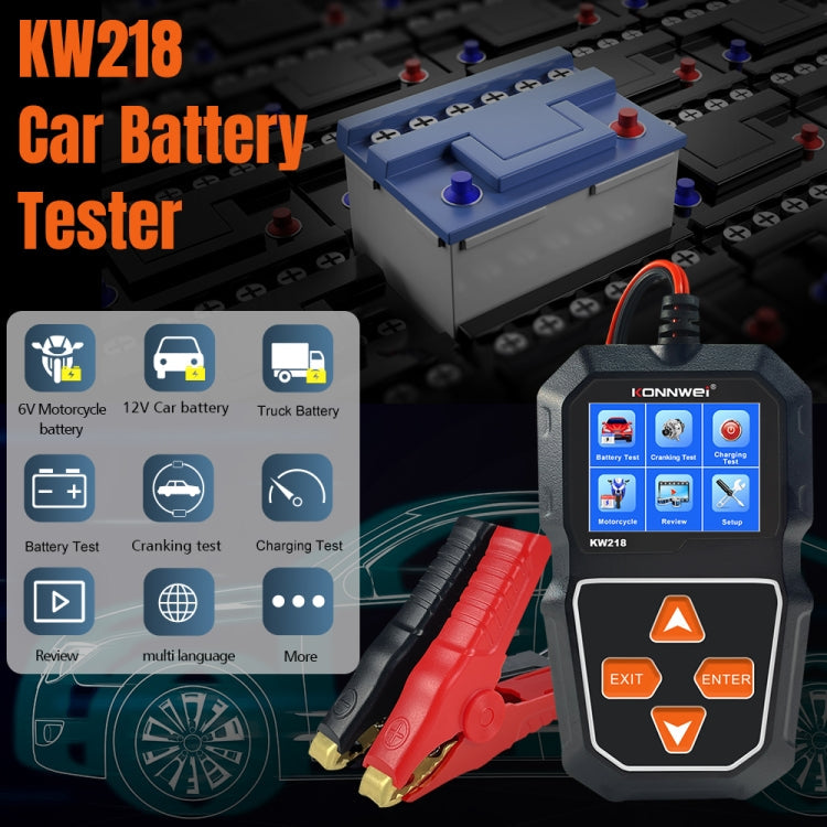 KONNWEI KW218 2.4 inch Color Screen Car Battery Tester, KW218 – TPU