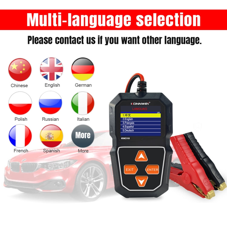 KONNWEI KW218 2.4 inch Color Screen Car Battery Tester, KW218 – TPU