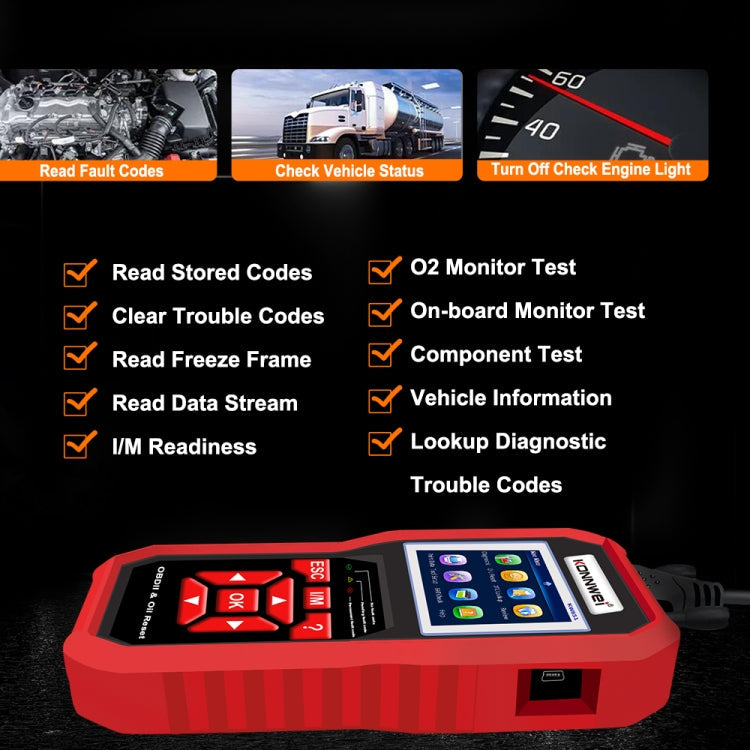 KONNWEI KW851 2 in 1 Car OBDll Scanner Diagnostic Tool Oil Service Light Reset, KW851 – Durable Build, Easy to Use