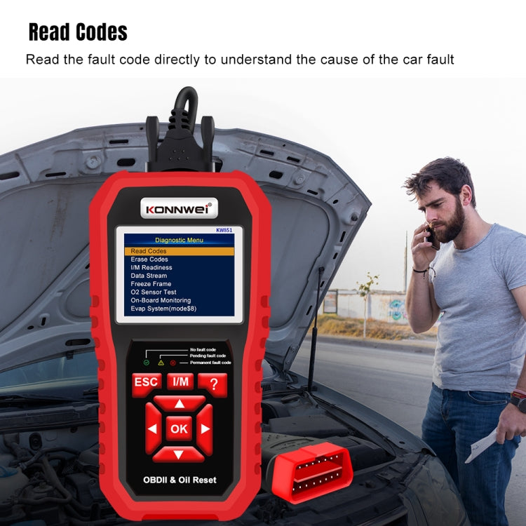 KONNWEI KW851 2 in 1 Car OBDll Scanner Diagnostic Tool Oil Service Light Reset, KW851 – Durable Build, Easy to Use