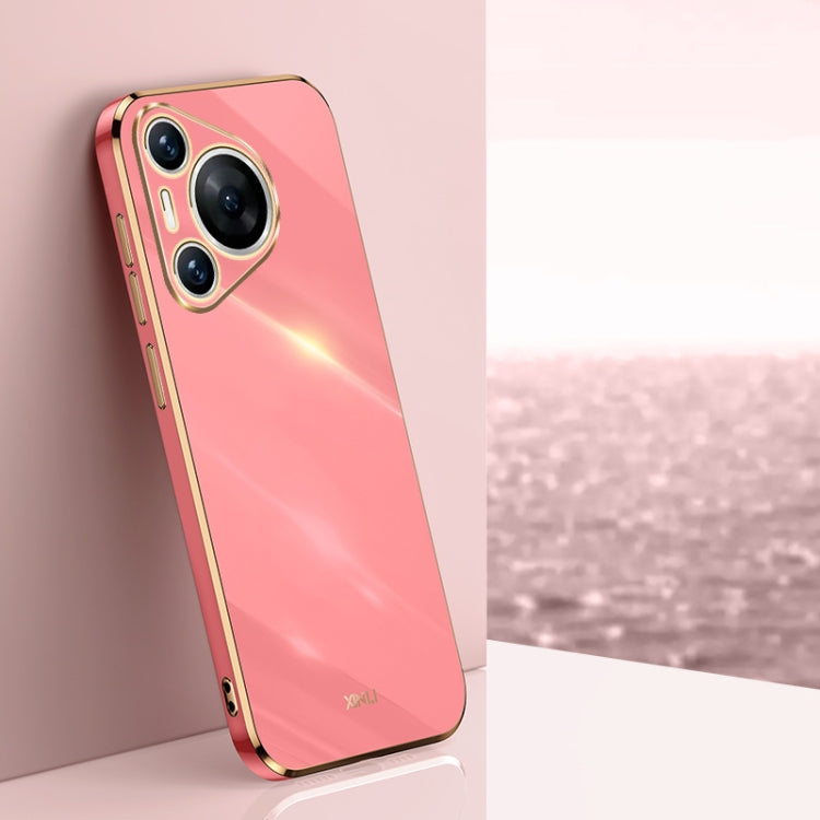 XINLI Straight 6D Plating Gold Edge TPU Phone Case – TPU, For Huawei Pura 70 For Huawei Pura 70 Hawthorn Red