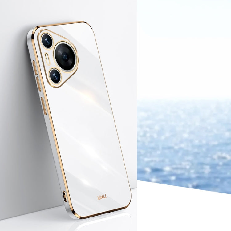 XINLI Straight 6D Plating Gold Edge TPU Phone Case – TPU, For Huawei Pura 70 Ultra, For Huawei Nova 12 SE, For Huawei Pura 70 Pro / Pura 70 Pro+ For Huawei Pura 70 Pro Pura 70 Pro+ White