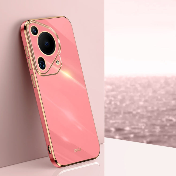 XINLI Straight 6D Plating Gold Edge TPU Phone Case – TPU, For Huawei Pura 70 Ultra, For Huawei Nova 12 SE, For Huawei Pura 70 Pro / Pura 70 Pro+ For Huawei Pura 70 Ultra Hawthorn Red