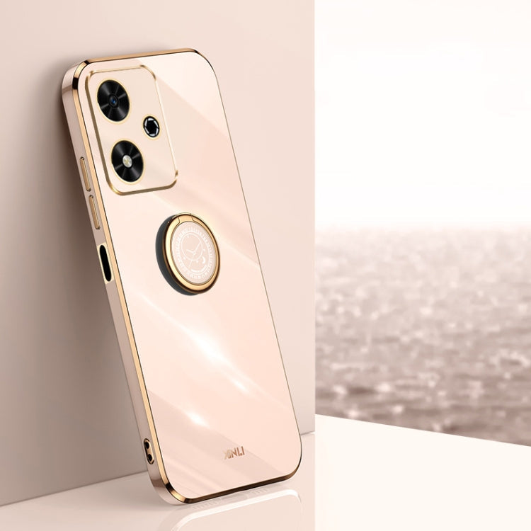 XINLI Straight 6D Plating Gold Edge TPU Shockproof Case with Ring Holder – Shockproof, Ring Holder, TPU, For Honor 200 Pro, For Honor Play 50, For Honor 200 Lite Global For Honor Play 50 Pink