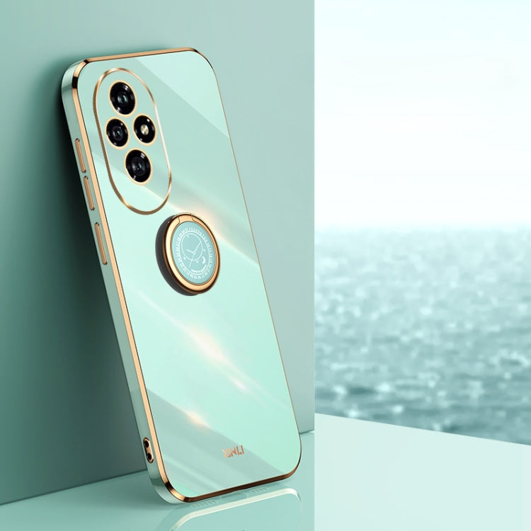 XINLI Straight 6D Plating Gold Edge TPU Shockproof Case with Ring Holder – Shockproof, Ring Holder, TPU, For Honor Play 60 Plus, For Honor X6b, For Honor 200 For Honor 200 Mint Green