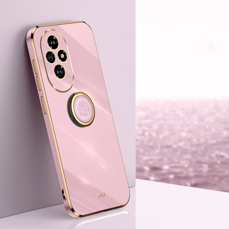 XINLI Straight 6D Plating Gold Edge TPU Shockproof Case with Ring Holder – Shockproof, Ring Holder, TPU, For Honor Play 60 Plus, For Honor X6b, For Honor 200 For Honor 200 Cherry Purple