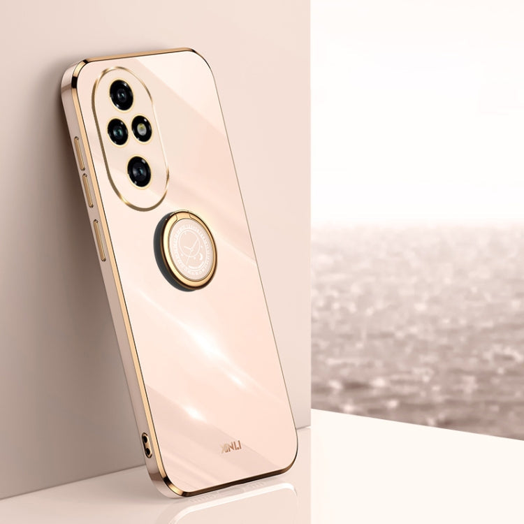XINLI Straight 6D Plating Gold Edge TPU Shockproof Case with Ring Holder – Shockproof, Ring Holder, TPU, For Honor 200 Pro, For Honor Play 50, For Honor 200 Lite Global For Honor 200 Pro Pink