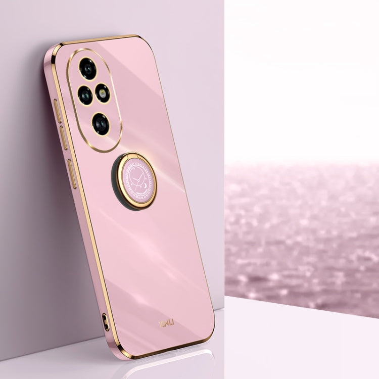 XINLI Straight 6D Plating Gold Edge TPU Shockproof Case with Ring Holder – Shockproof, Ring Holder, TPU, For Honor 200 Pro, For Honor Play 50, For Honor 200 Lite Global For Honor 200 Pro Cherry Purple