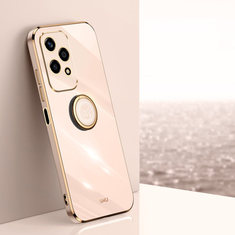 XINLI Straight 6D Plating Gold Edge TPU Shockproof Case with Ring Holder – Shockproof, Ring Holder, TPU, For Honor 200 Pro, For Honor Play 50, For Honor 200 Lite Global For Honor 200 Lite Global Pink