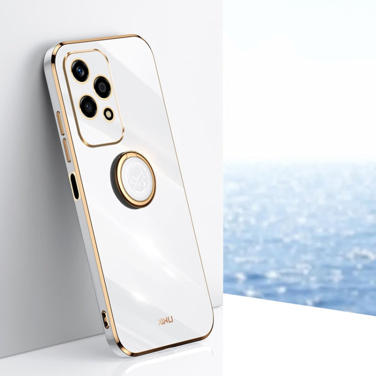 XINLI Straight 6D Plating Gold Edge TPU Shockproof Case with Ring Holder – Shockproof, Ring Holder, TPU, For Honor 200 Pro, For Honor Play 50, For Honor 200 Lite Global For Honor 200 Lite Global White