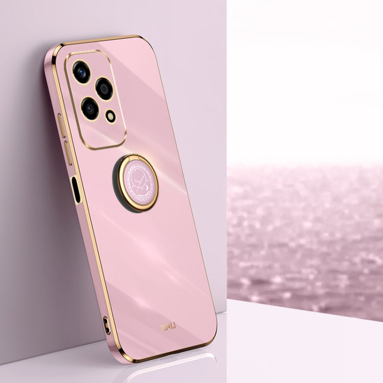 XINLI Straight 6D Plating Gold Edge TPU Shockproof Case with Ring Holder – Shockproof, Ring Holder, TPU, For Honor 200 Pro, For Honor Play 50, For Honor 200 Lite Global For Honor 200 Lite Global Cherry Purple