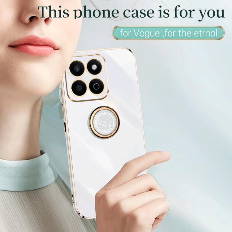 XINLI Straight 6D Plating Gold Edge TPU Shockproof Case with Ring Holder – Shockproof, Ring Holder, TPU, For Honor Play 60 Plus, For Honor X6b, For Honor 200