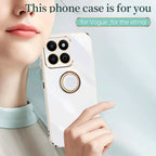 XINLI Straight 6D Plating Gold Edge TPU Shockproof Case with Ring Holder – Shockproof, Ring Holder, TPU, For Honor Play 60 Plus, For Honor X6b, For Honor 200