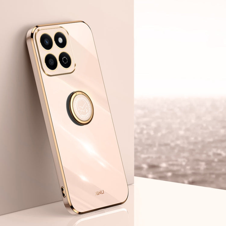 XINLI Straight 6D Plating Gold Edge TPU Shockproof Case with Ring Holder – Shockproof, Ring Holder, TPU, For Honor Play 60 Plus, For Honor X6b, For Honor 200 For Honor Play 60 Plus Pink