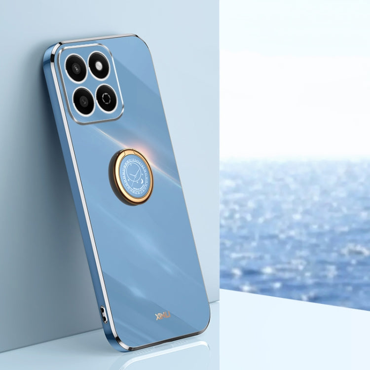 XINLI Straight 6D Plating Gold Edge TPU Shockproof Case with Ring Holder – Shockproof, Ring Holder, TPU, For Honor Play 60 Plus, For Honor X6b, For Honor 200 For Honor Play 60 Plus Celestial Blue