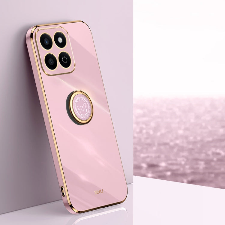 XINLI Straight 6D Plating Gold Edge TPU Shockproof Case with Ring Holder – Shockproof, Ring Holder, TPU, For Honor Play 60 Plus, For Honor X6b, For Honor 200 For Honor Play 60 Plus Cherry Purple