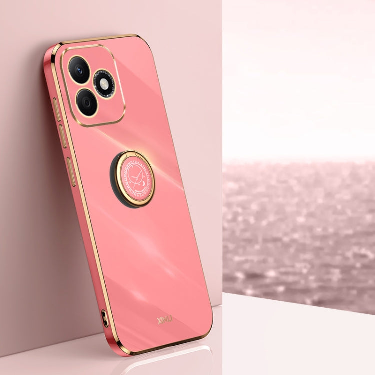 XINLI Straight 6D Plating Gold Edge TPU Shockproof Case with Ring Holder – Shockproof, Ring Holder, TPU, For Honor X60, For Honor Play9T 5G, For Honor X60i For Honor X60i Hawthorn Red