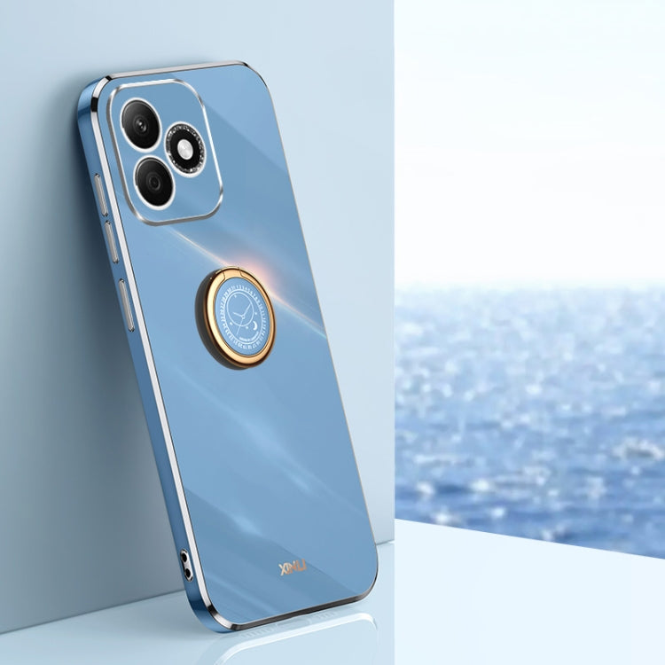 XINLI Straight 6D Plating Gold Edge TPU Shockproof Case with Ring Holder – Shockproof, Ring Holder, TPU, For Honor X60, For Honor Play9T 5G, For Honor X60i For Honor X60i Celestial Blue