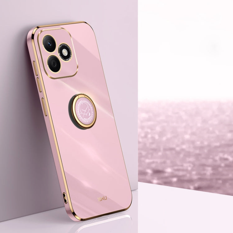 XINLI Straight 6D Plating Gold Edge TPU Shockproof Case with Ring Holder – Shockproof, Ring Holder, TPU, For Honor X60, For Honor Play9T 5G, For Honor X60i For Honor X60i Cherry Purple