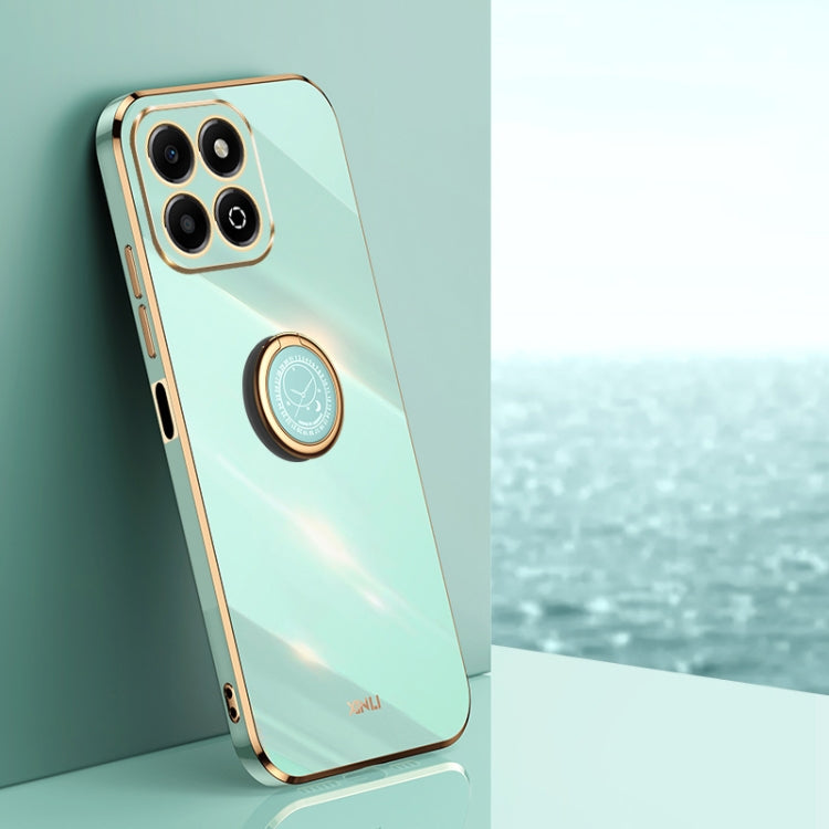 XINLI Straight 6D Plating Gold Edge TPU Shockproof Case with Ring Holder – Shockproof, Ring Holder, TPU, For Honor Play 60 Plus, For Honor X6b, For Honor 200 For Honor X6b Mint Green