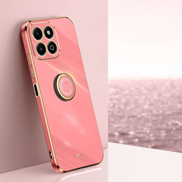 XINLI Straight 6D Plating Gold Edge TPU Shockproof Case with Ring Holder – Shockproof, Ring Holder, TPU, For Honor Play 60 Plus, For Honor X6b, For Honor 200 For Honor X6b Hawthorn Red