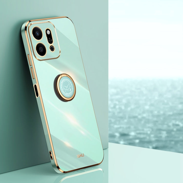 XINLI Straight 6D Plating Gold Edge TPU Shockproof Case with Ring Holder – Shockproof, Ring Holder, TPU, For Honor X60, For Honor Play9T 5G, For Honor X60i For Honor Play9T 5G Mint Green