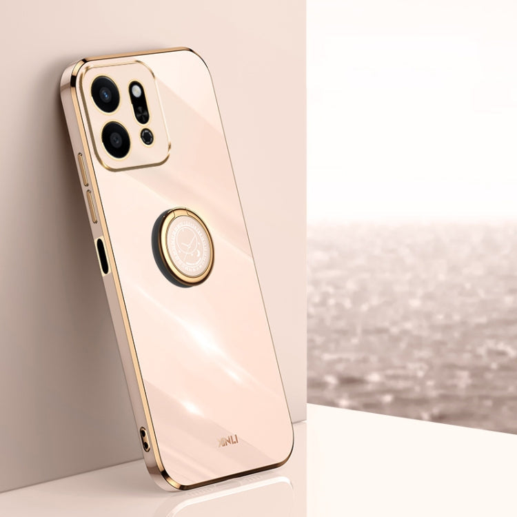 XINLI Straight 6D Plating Gold Edge TPU Shockproof Case with Ring Holder – Shockproof, Ring Holder, TPU, For Honor X60, For Honor Play9T 5G, For Honor X60i For Honor Play9T 5G Pink