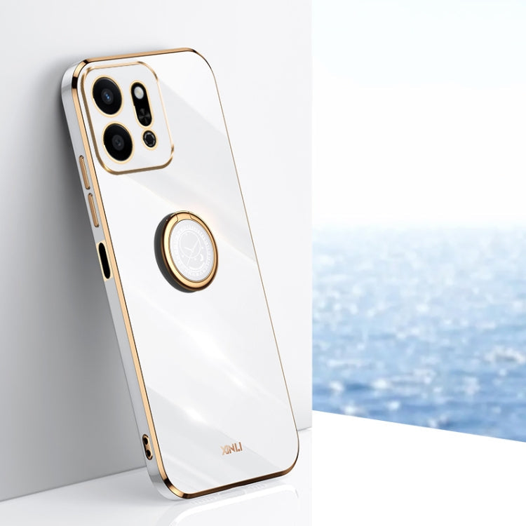 XINLI Straight 6D Plating Gold Edge TPU Shockproof Case with Ring Holder – Shockproof, Ring Holder, TPU, For Honor X60, For Honor Play9T 5G, For Honor X60i For Honor Play9T 5G White