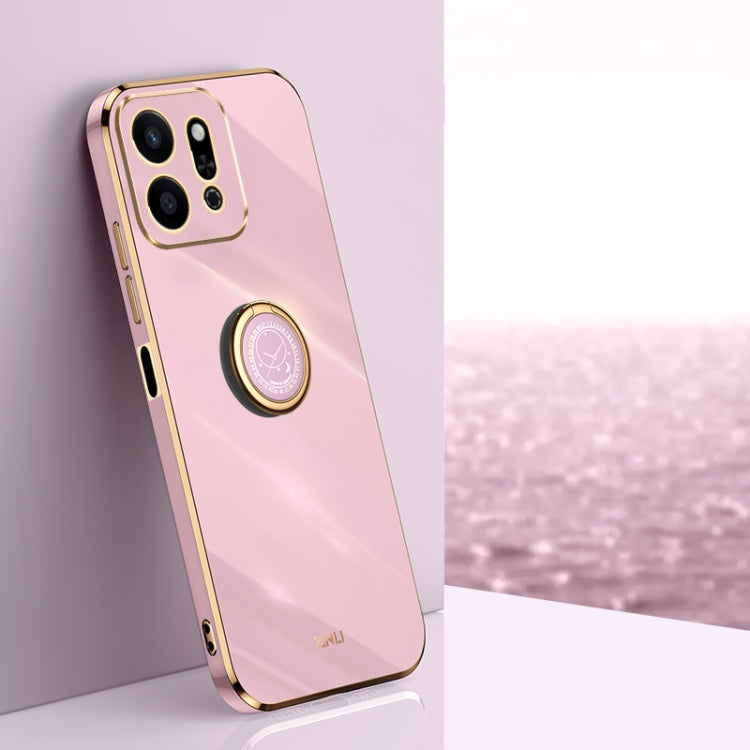XINLI Straight 6D Plating Gold Edge TPU Shockproof Case with Ring Holder – Shockproof, Ring Holder, TPU, For Honor X60, For Honor Play9T 5G, For Honor X60i For Honor Play9T 5G Cherry Purple