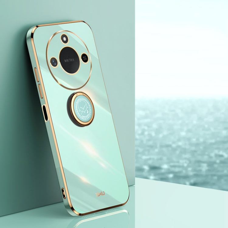 XINLI Straight 6D Plating Gold Edge TPU Shockproof Case with Ring Holder – Shockproof, Ring Holder, TPU, For Honor X60, For Honor Play9T 5G, For Honor X60i