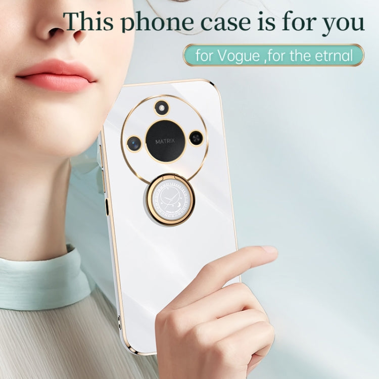 XINLI Straight 6D Plating Gold Edge TPU Shockproof Case with Ring Holder – Shockproof, Ring Holder, TPU, For Honor X60, For Honor Play9T 5G, For Honor X60i