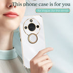 XINLI Straight 6D Plating Gold Edge TPU Shockproof Case with Ring Holder – Shockproof, Ring Holder, TPU, For Honor X60, For Honor Play9T 5G, For Honor X60i