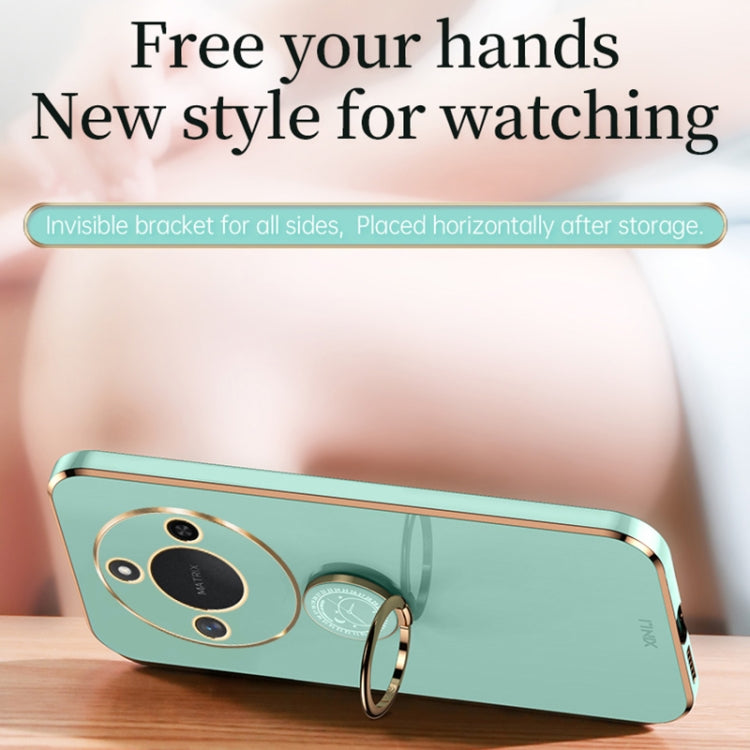 XINLI Straight 6D Plating Gold Edge TPU Shockproof Case with Ring Holder – Shockproof, Ring Holder, TPU, For Honor X60, For Honor Play9T 5G, For Honor X60i