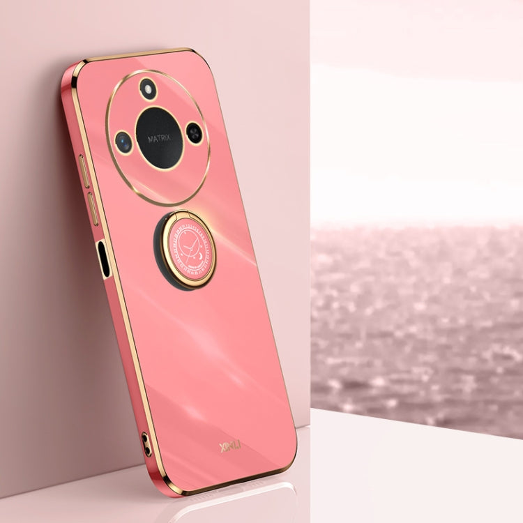 XINLI Straight 6D Plating Gold Edge TPU Shockproof Case with Ring Holder – Shockproof, Ring Holder, TPU, For Honor X60, For Honor Play9T 5G, For Honor X60i For Honor X60 Hawthorn Red