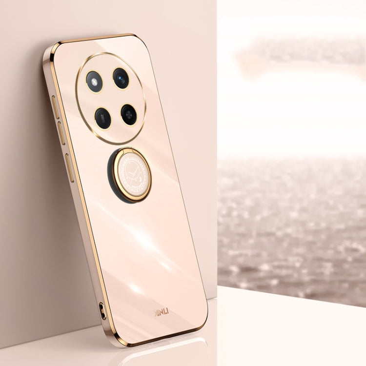 XINLI Straight 6D Plating Gold Edge TPU Shockproof Case with Ring Holder – Shockproof, Ring Holder, TPU, For Honor Magic7 Pro, For Honor Magic7, For Honor X60 Pro For Honor X60 Pro Pink