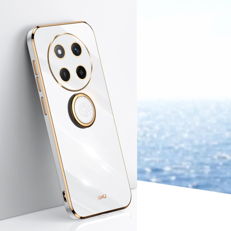 XINLI Straight 6D Plating Gold Edge TPU Shockproof Case with Ring Holder – Shockproof, Ring Holder, TPU, For Honor Magic7 Pro, For Honor Magic7, For Honor X60 Pro For Honor X60 Pro White